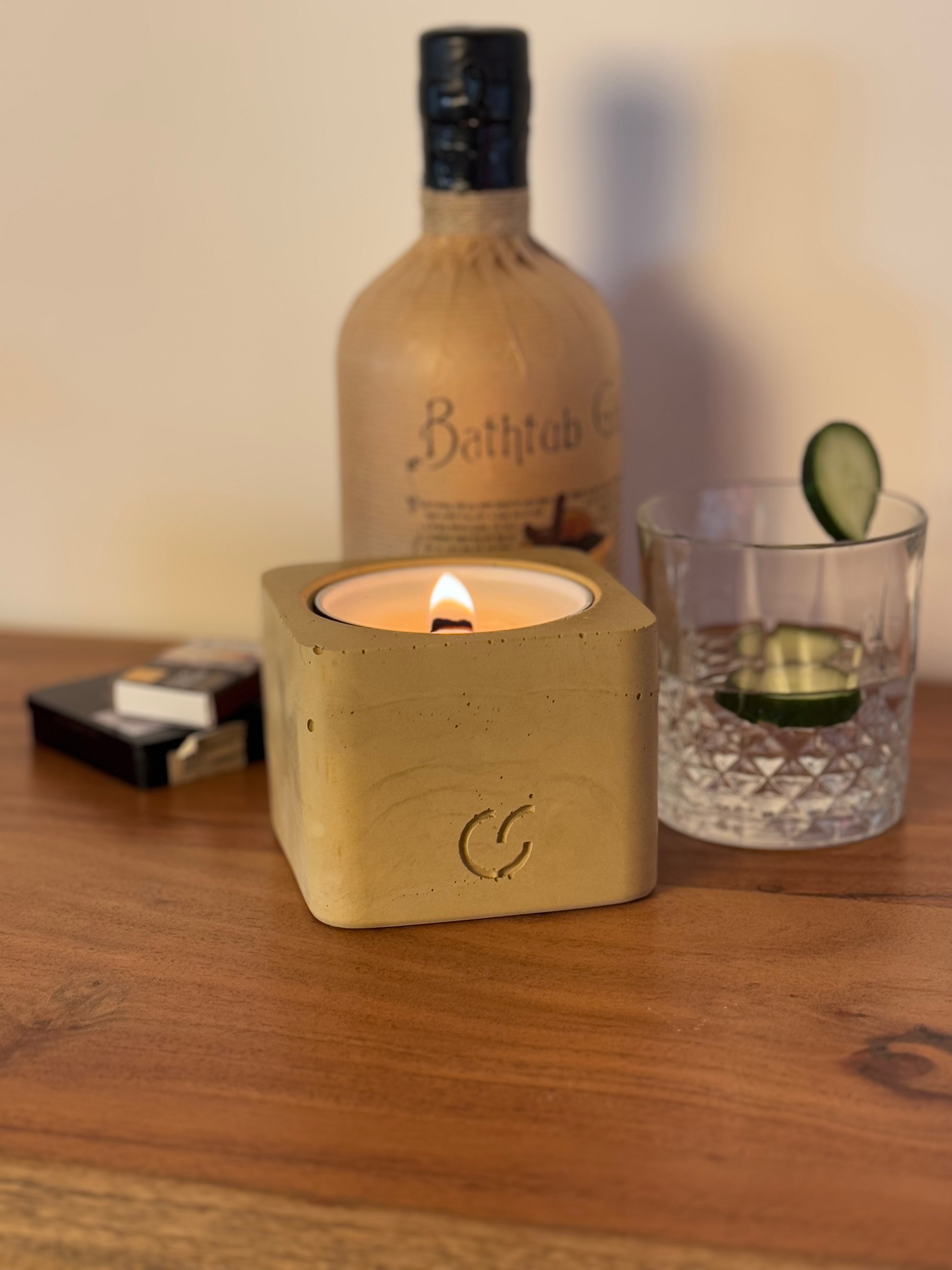 Duftkerze mit Holzdocht - Caramelbraun