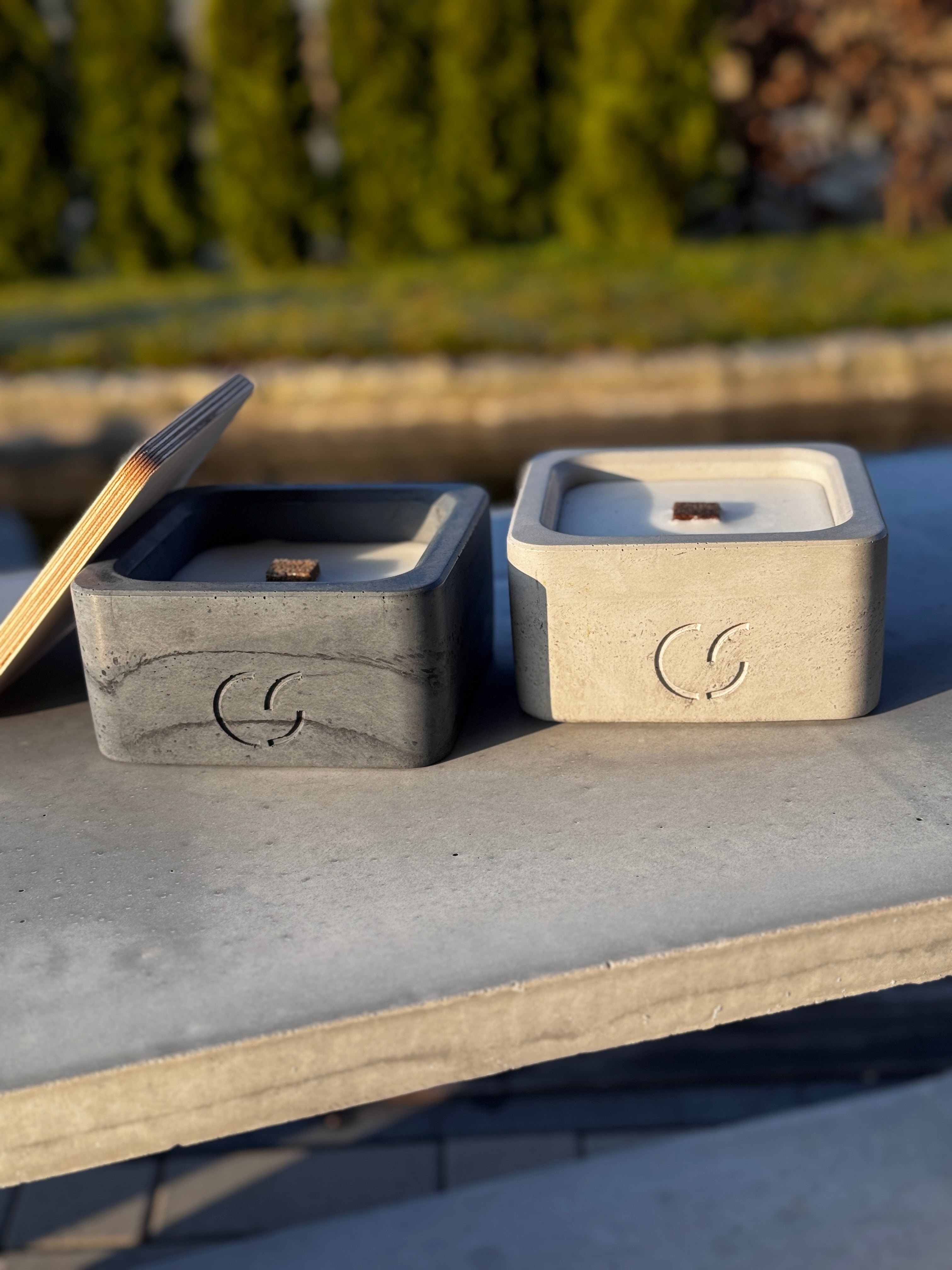 Outdoor-Tischfeuer "Flat" Beton-Design & Geschenkidee