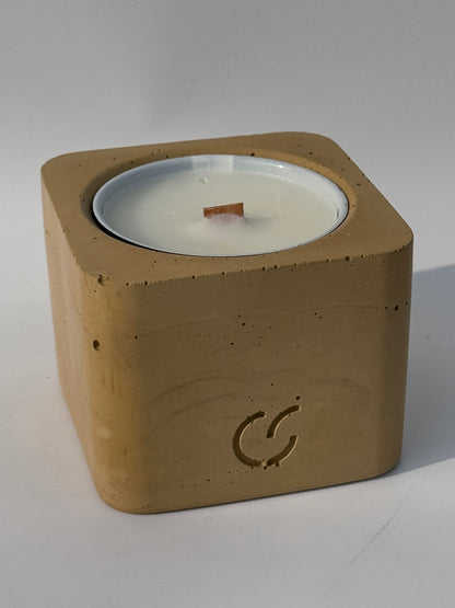 Duftkerze mit Holzdocht - Caramelbraun