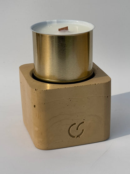 Duftkerze mit Holzdocht - Caramelbraun