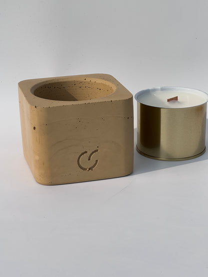 Duftkerze mit Holzdocht - Caramelbraun