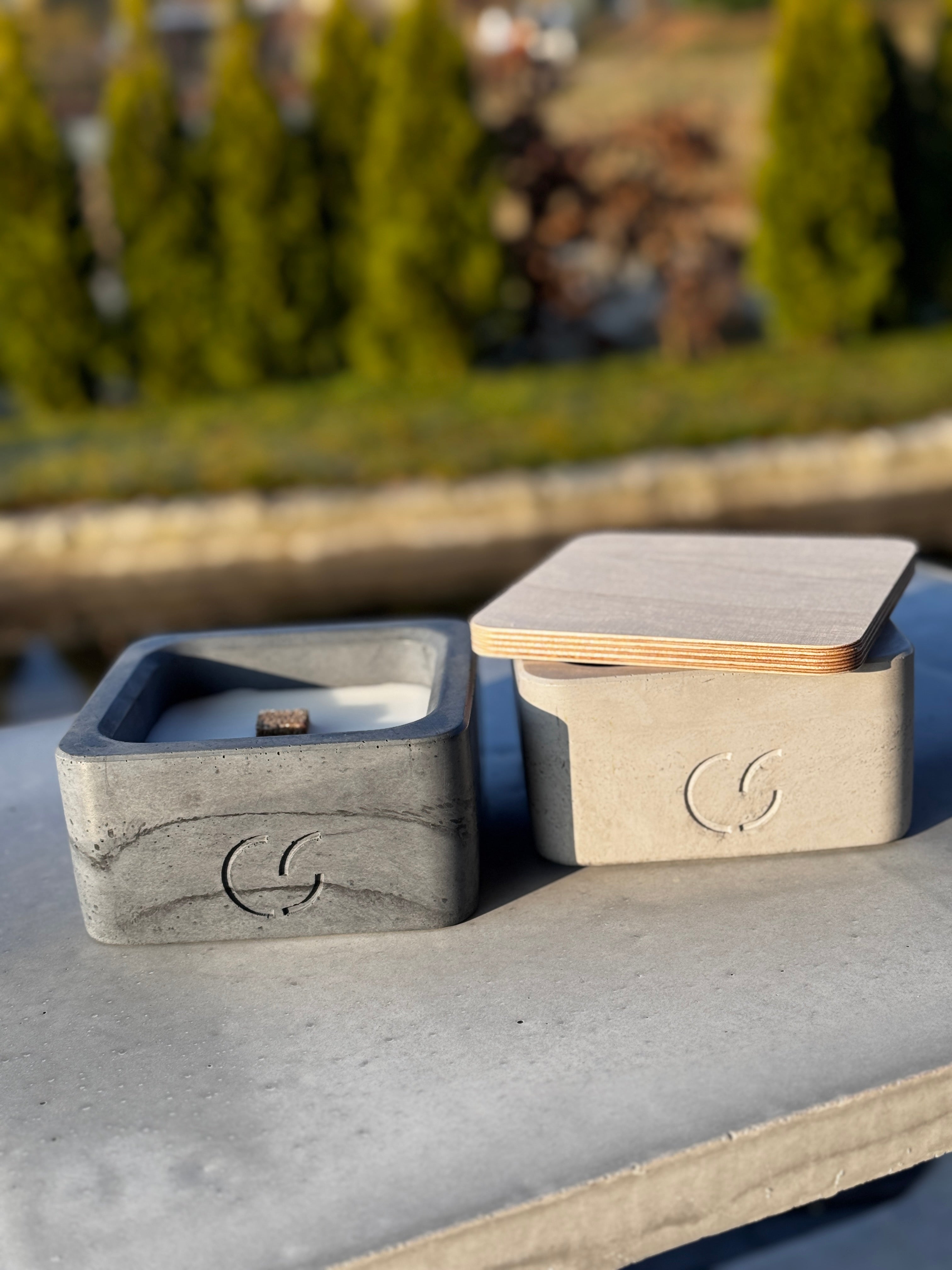 Outdoor-Tischfeuer "Flat" Beton-Design & Geschenkidee