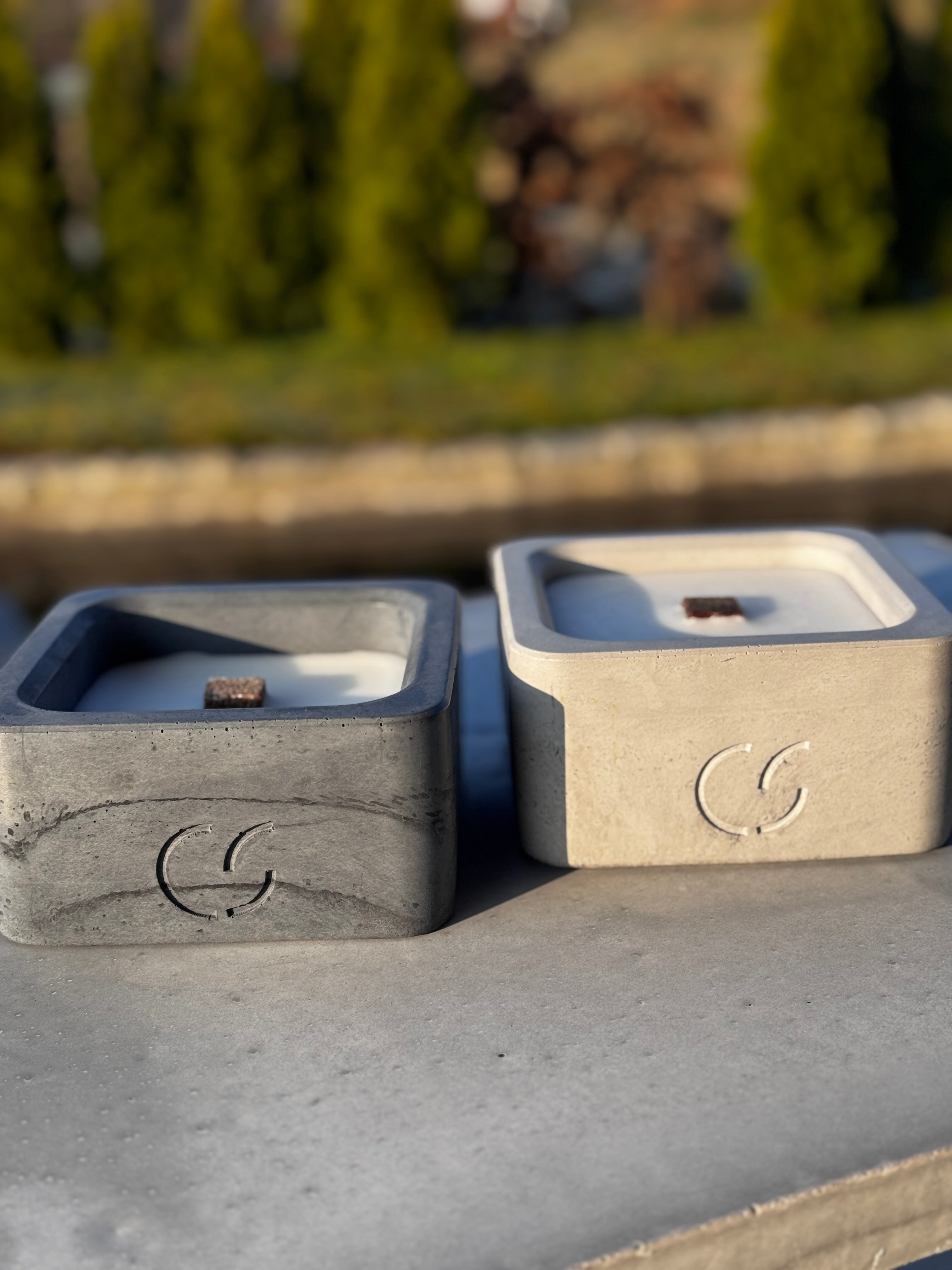 Outdoor-Tischfeuer "Flat" Beton-Design & Geschenkidee